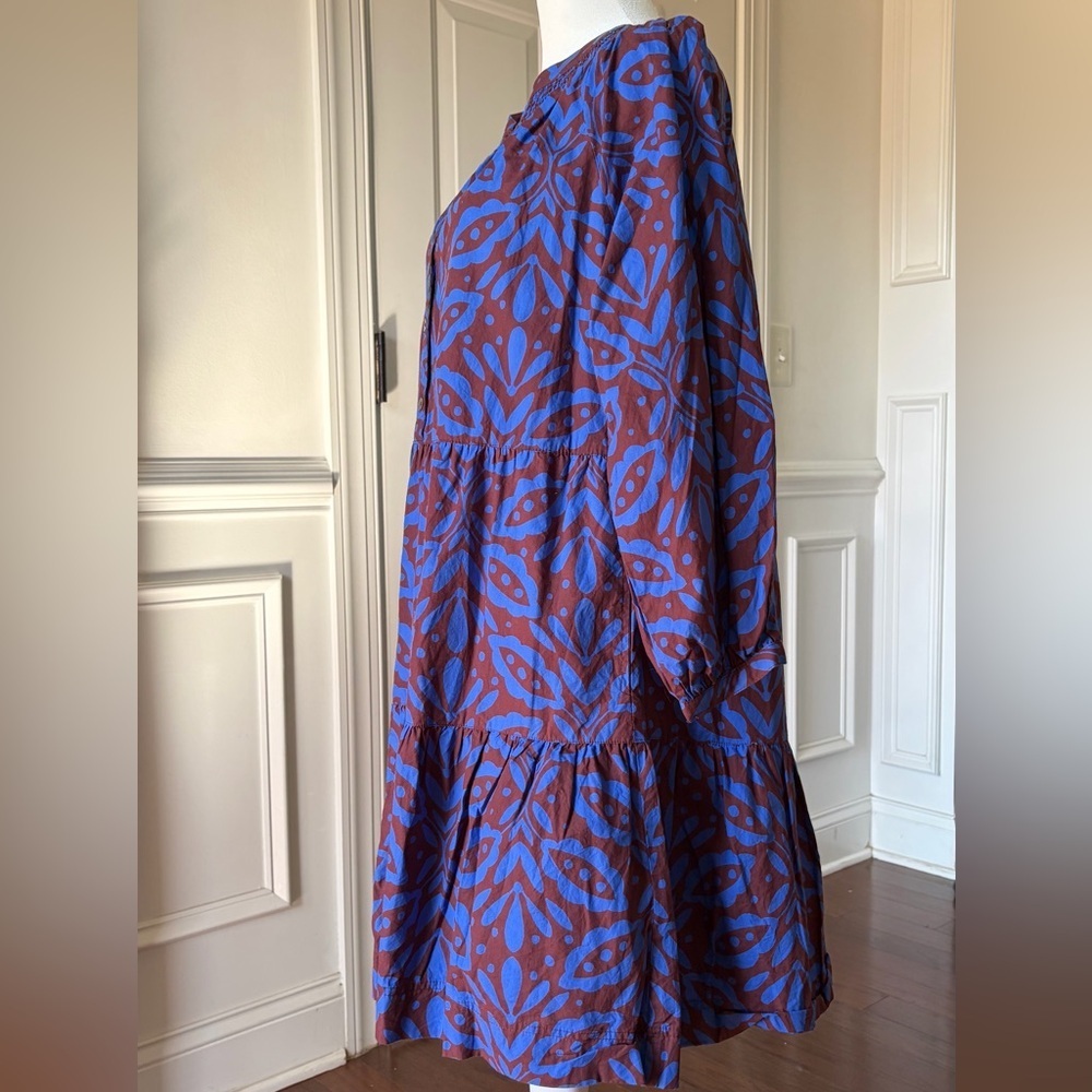 LILLA P Tiered Split Neck Dress Cobalt Blue | Size P - Picture 3 of 6